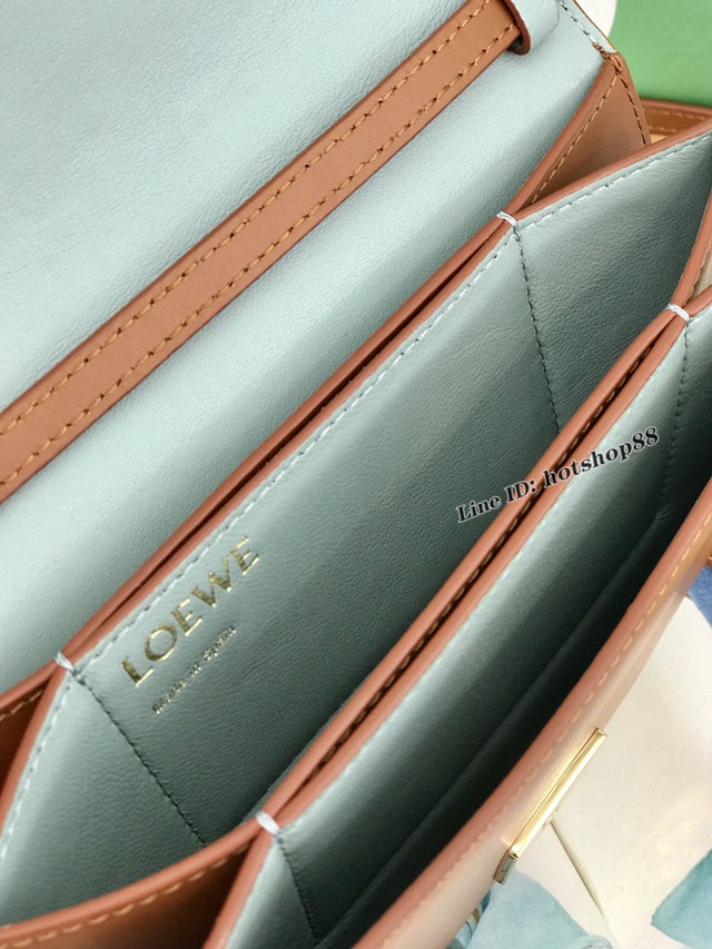 Loewe專櫃2022全新Goya系列Mini風琴款小包 羅意威棕色全皮肩背斜挎女包 10337 lyw1065